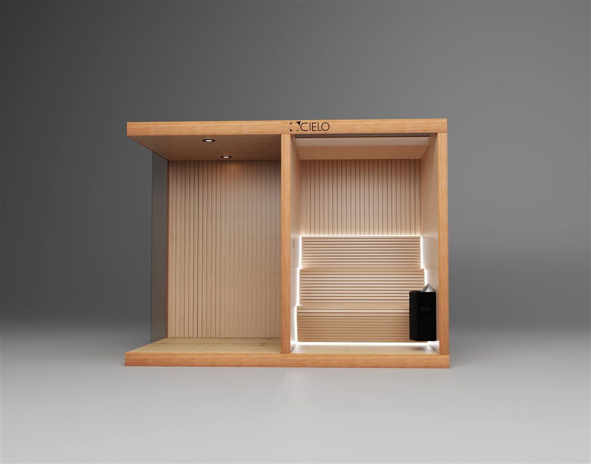 A well-maintained Cielo cedar sauna interior
